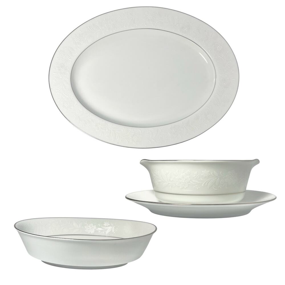 Noritake “Ranier” 3-Piece Bone China Dinnerware Serving Hostess Set #6909